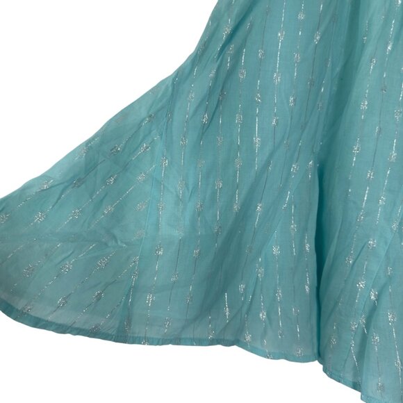 Crown & Ivy Women SZ XXL Teal Flared Skirt Silver Stitching & Drawstring Waist - Picture 10 of 11